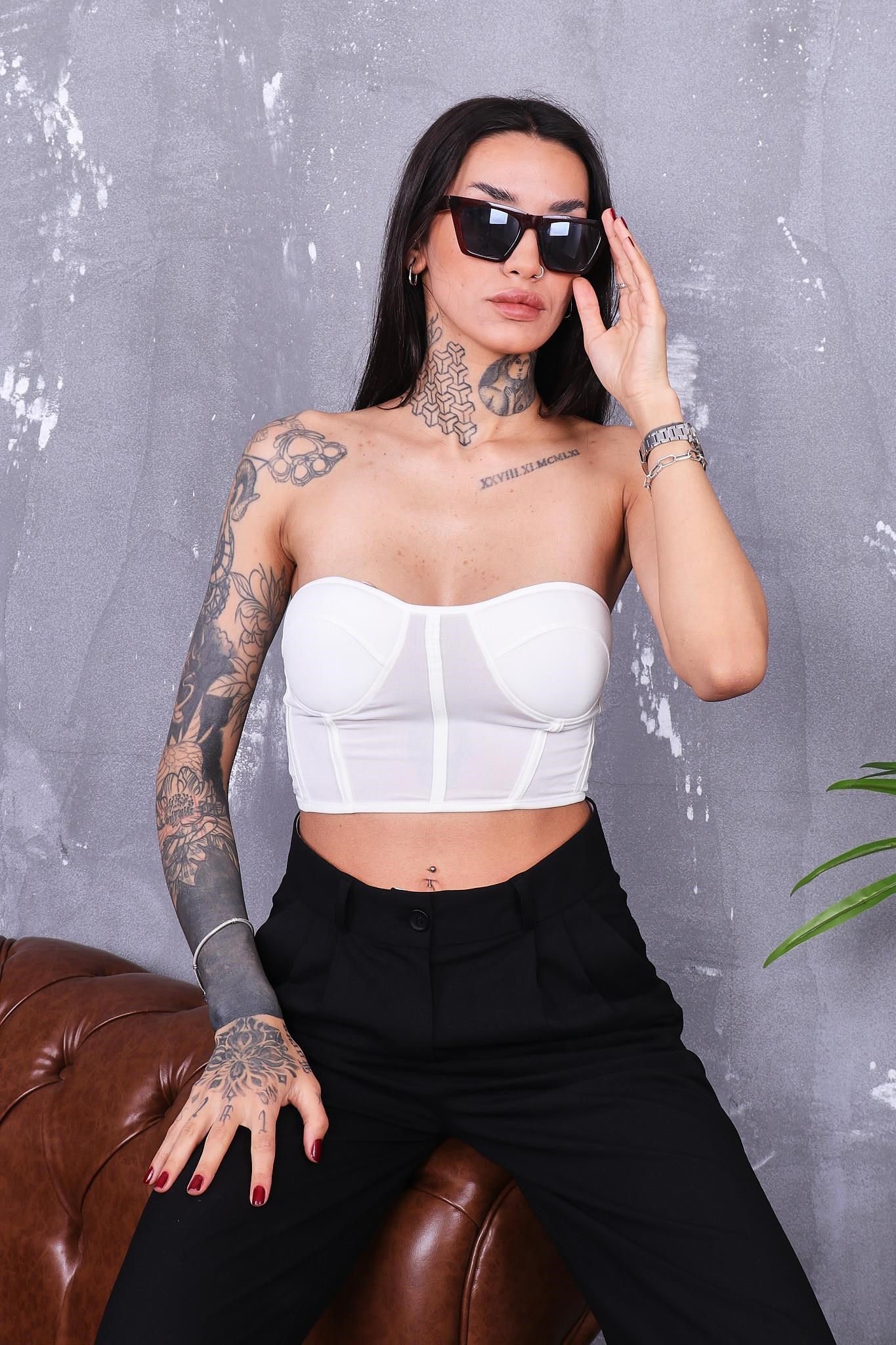 Straplez Crop Bluz