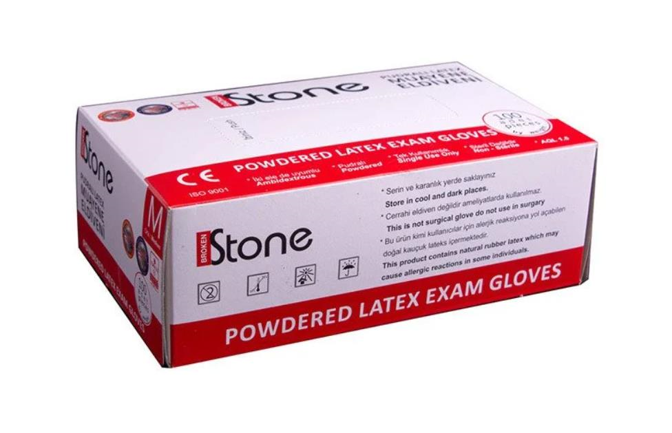 BROKEN STONE PUDRALI LATEX BEYAZ MUAYENE ELDİVENİ MEDİUM (M) 100 LÜ