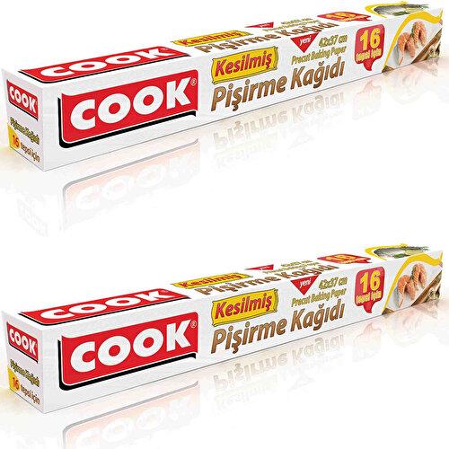 Cook Kesilmiş Pişirme Kağıdı 16 Tepsi (42 x 37 Cm) 2 Adet