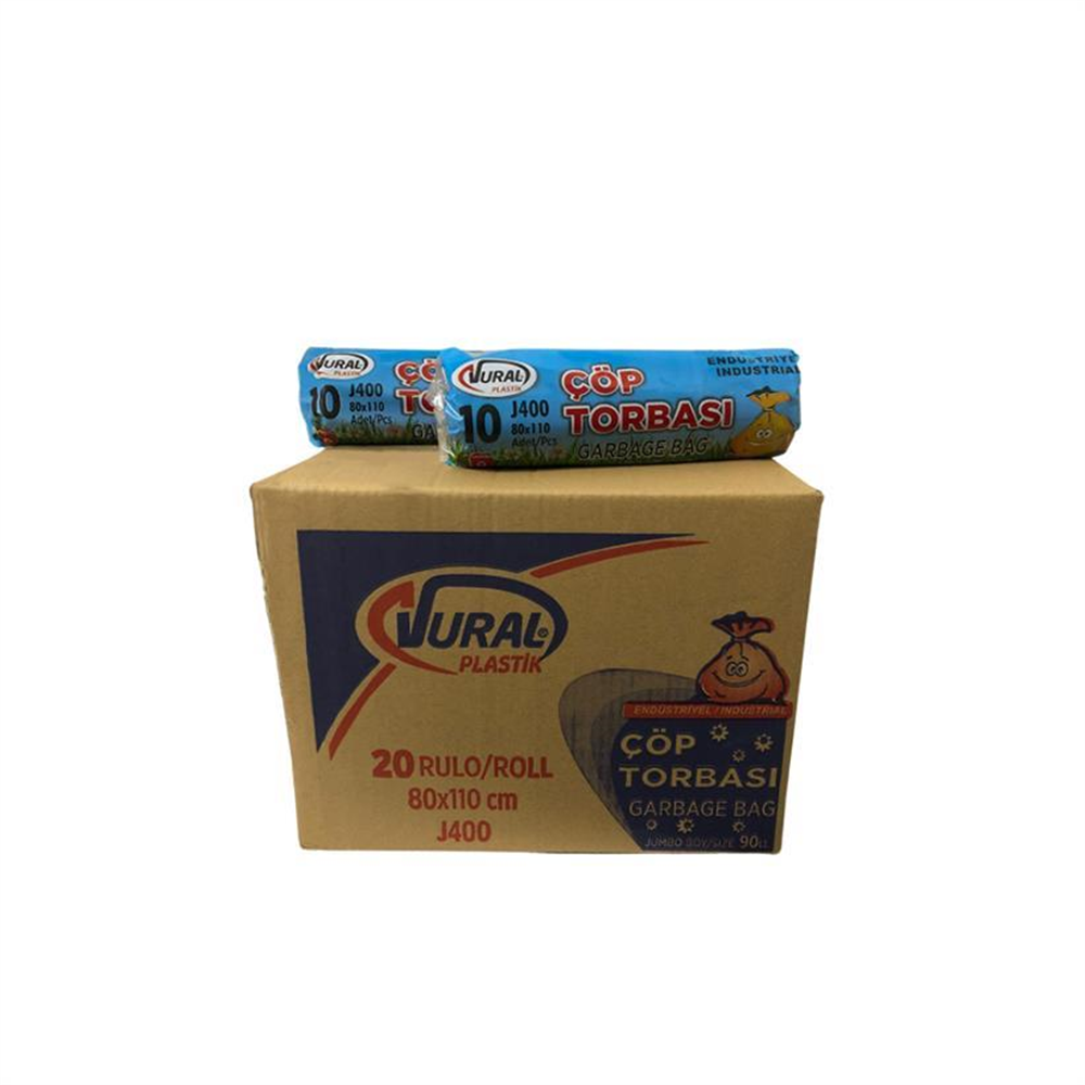 VURAL ENDÜSTRİYEL JUMBO ÇÖP TORBASI 80*110 CM 400 GR MAVİ 10 LU 20 PAKET