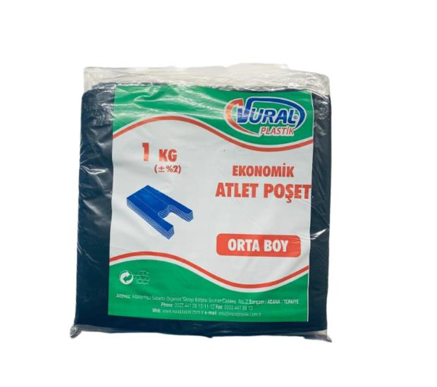 VURAL SİYAH BASKISIZ ATLET POŞET ORTA BOY 1 KG