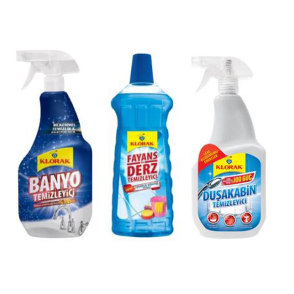 KLORAK BANYO+DUŞAKABİN+FAYANS DERZ 3 LÜ SET