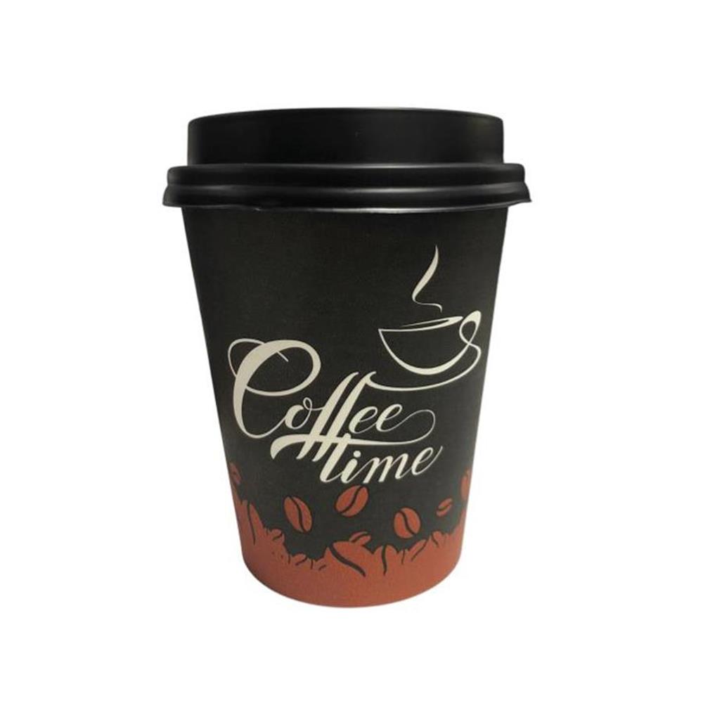 POPPY 8 OZ KARTON BARDAK ve SİYAH KAPAĞI (1000 ADET)