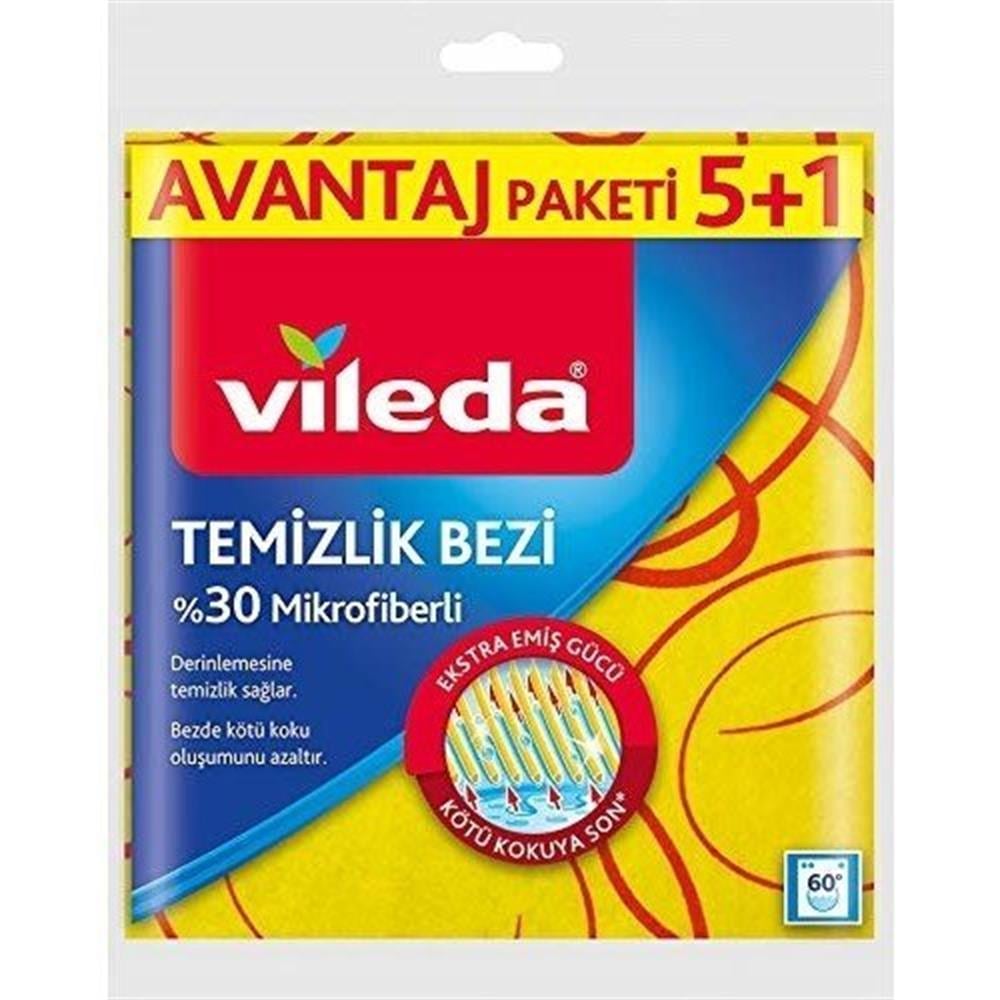 Vileda 5+1 Sarı Temizlik Bezi %30 Mikrofiberli