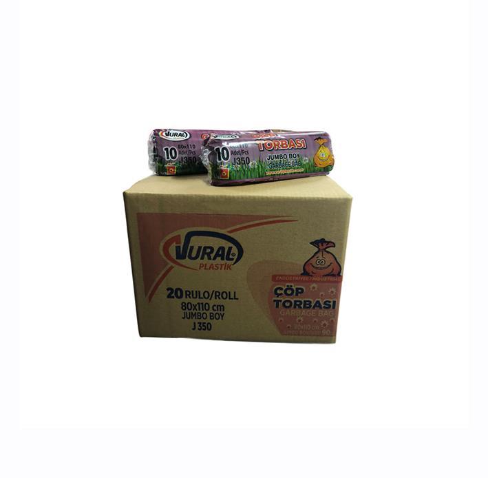 VURAL ENDÜSTRİYEL JUMBO ÇÖP TORBASI 80*110 CM 350 GR SİYAH 10 LU 20 PAKET