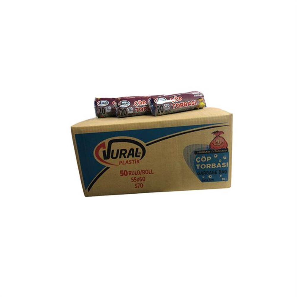 VURAL ORTA ÇÖP TORBASI 55*60 CM 70 GR MAVİ 20 Lİ 50 PAKET
