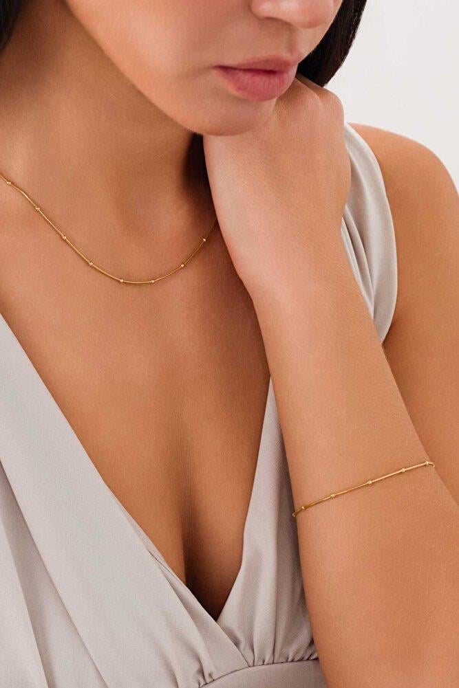 14 Ayar Altın Tondo Balık Sırtı Bileklik & Kolye SET