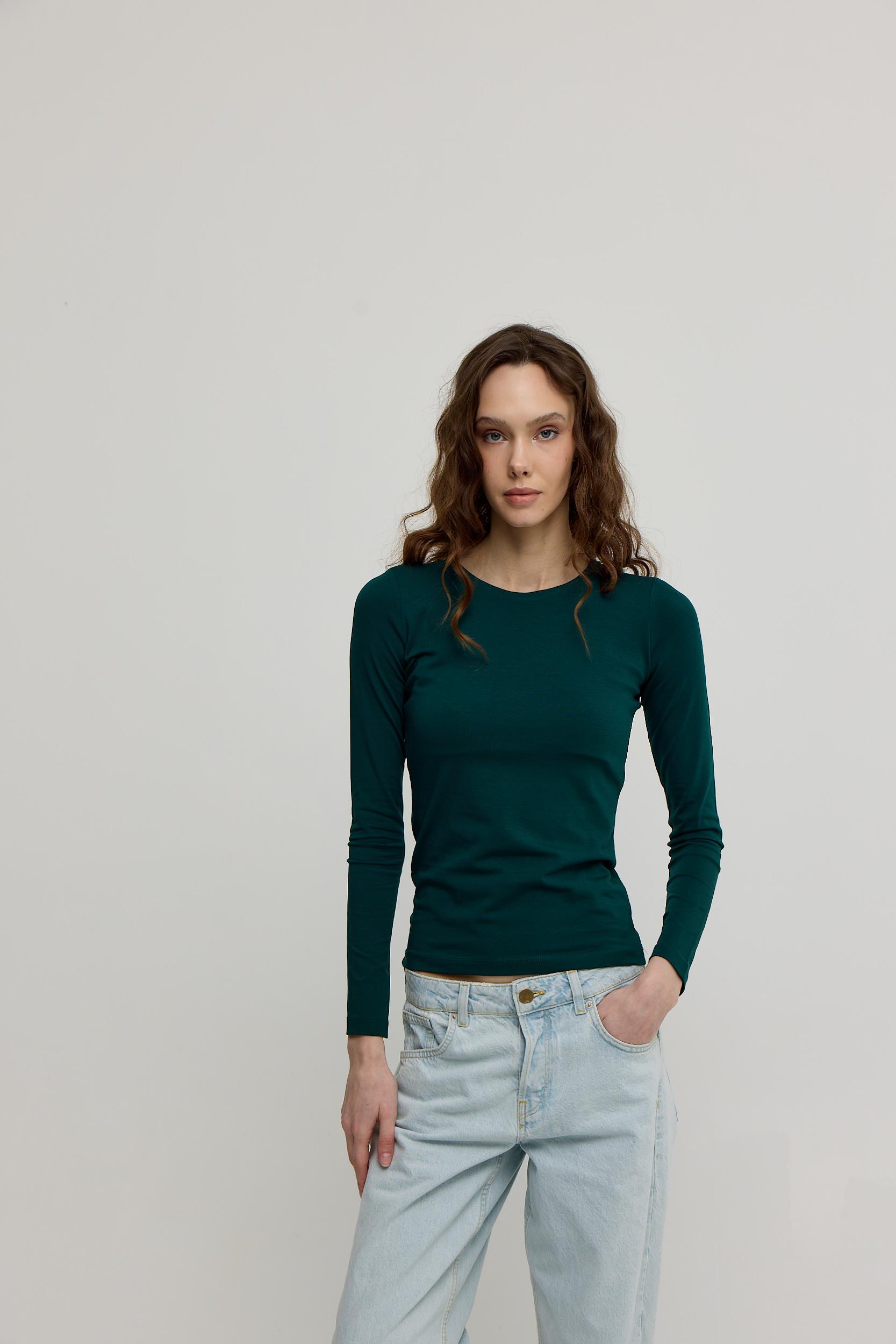 Kadın Koyu Yeşil Basic Uzun Kollu Body