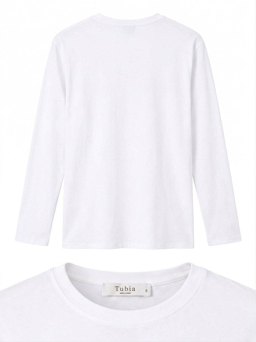 Kadın Beyaz Renk Basic Uzun Kollu T-shirt