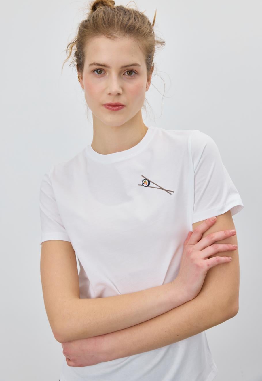 Kadın Chopstick Baskılı Beyaz T-Shirt