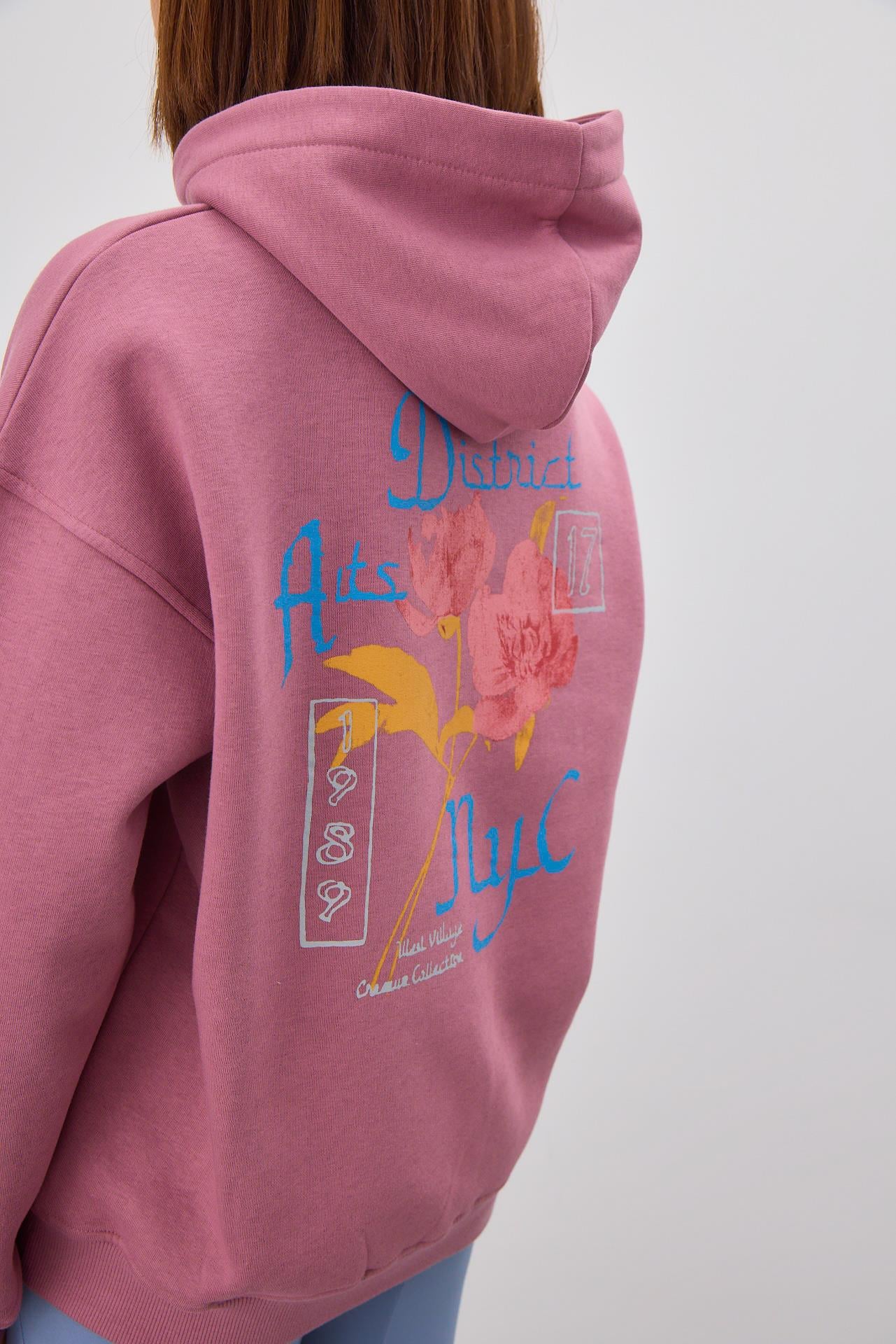 Kadın Çiçek Baskılı Leylak Sweatshirt