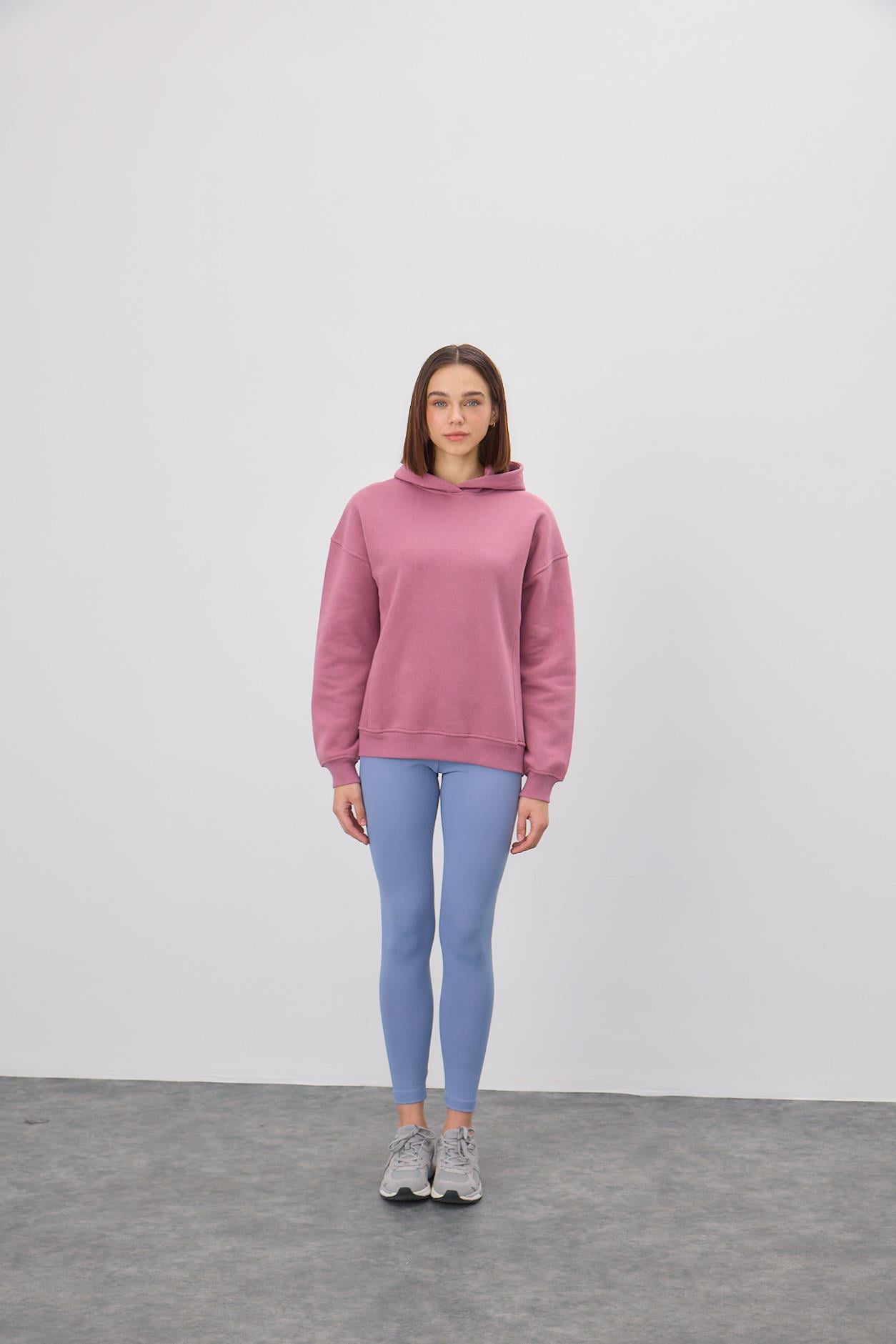 Kadın Çiçek Baskılı Leylak Sweatshirt
