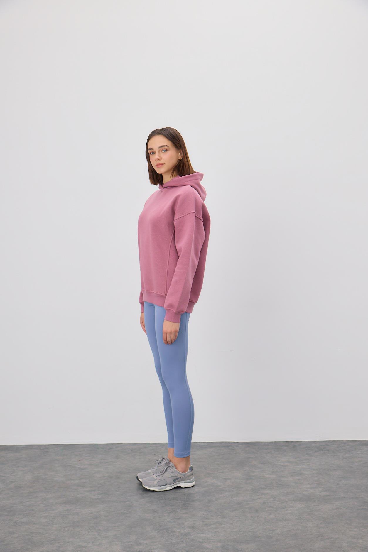 Kadın Çiçek Baskılı Leylak Sweatshirt