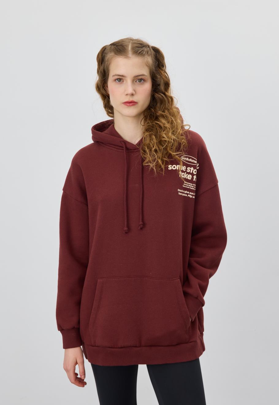 Kadın Çikolata Renk Baskılı Sweatshirt