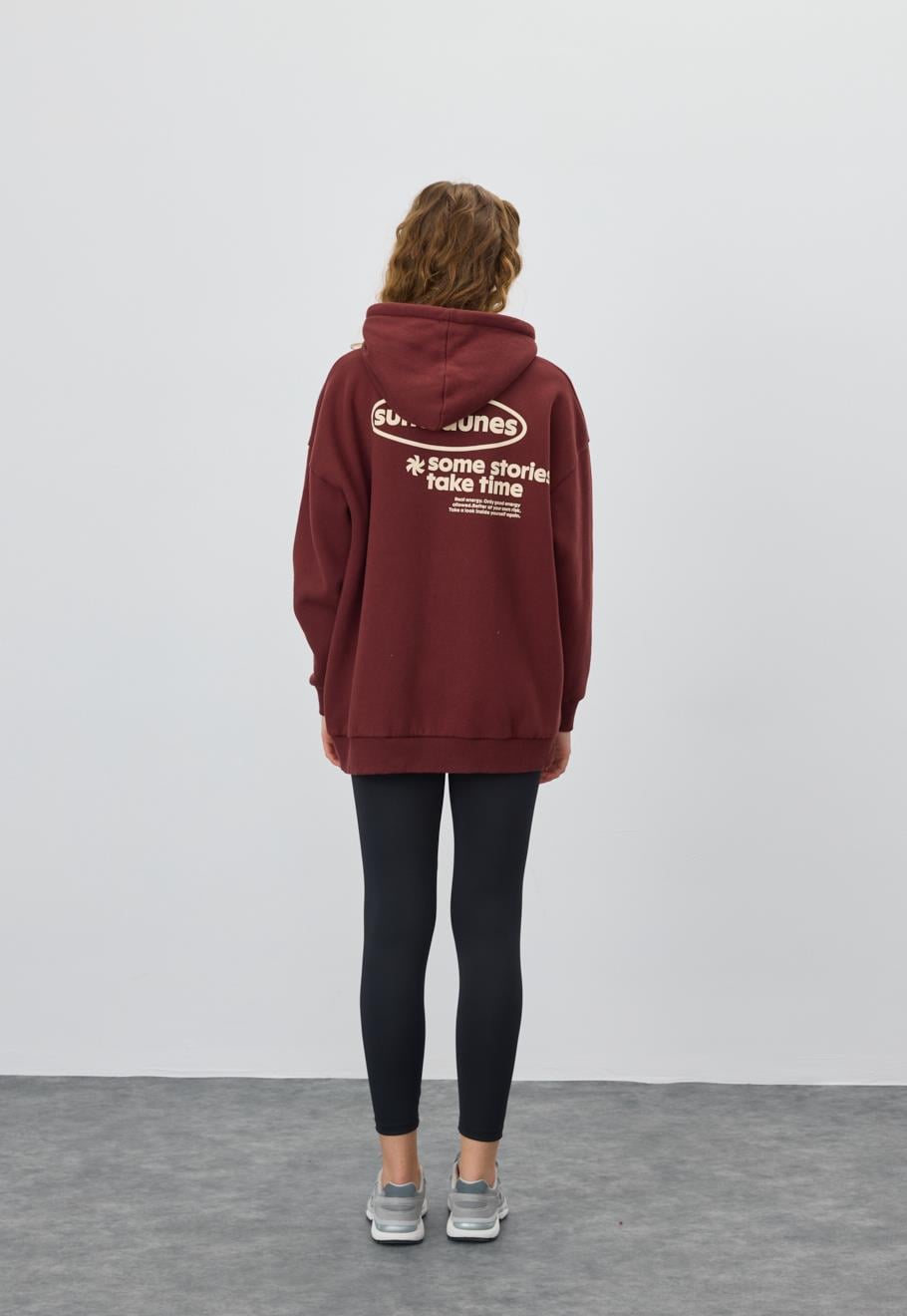 Kadın Çikolata Renk Baskılı Sweatshirt