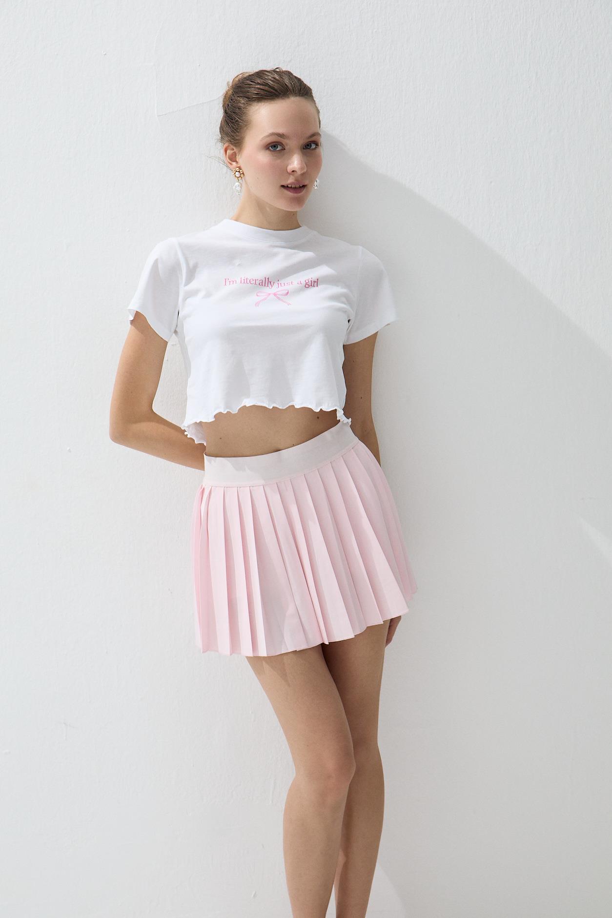 Kadın Ekru Im Literally Just A Girl Yazı Baskılı Kısa Kollu T-shirt