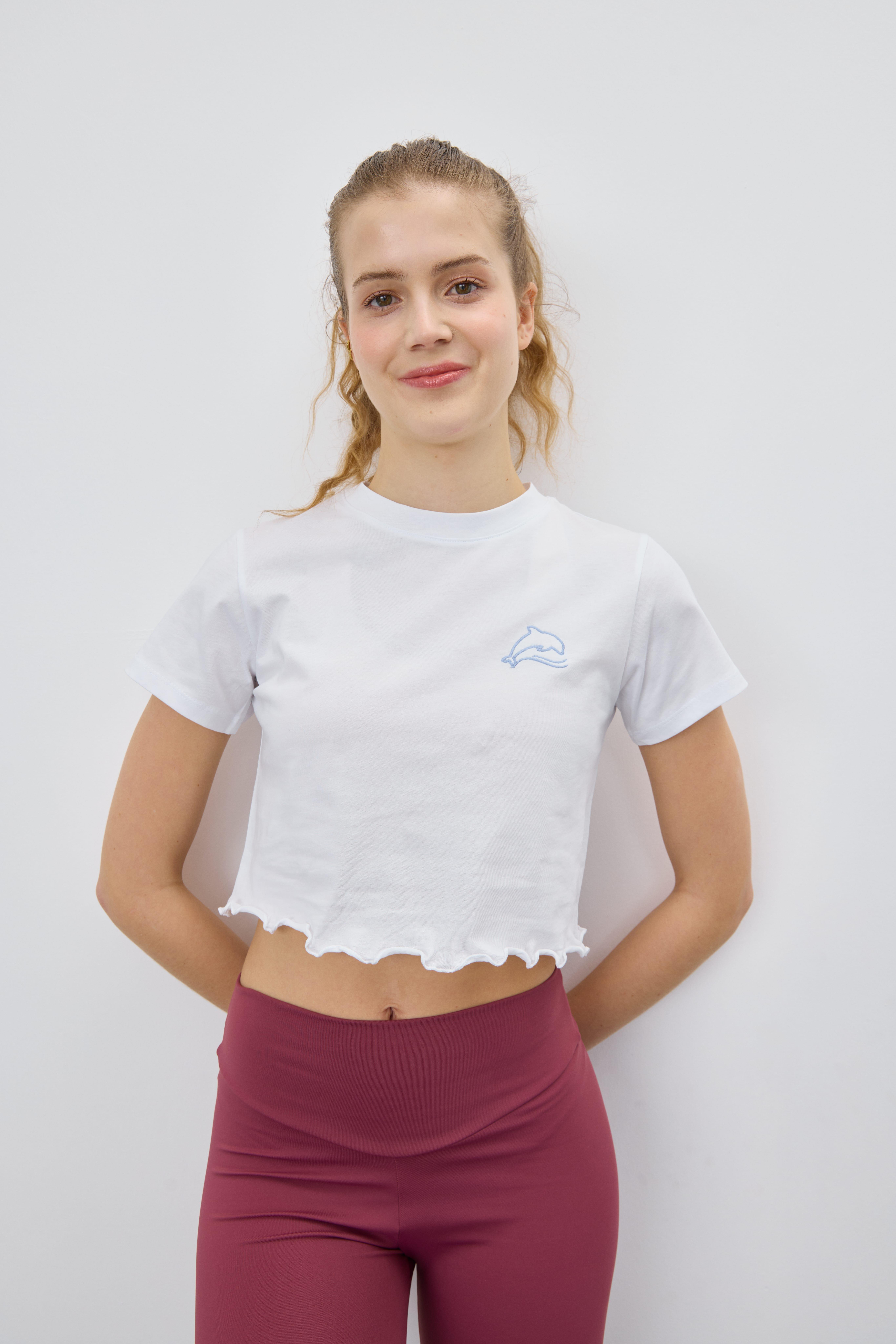 Kadın Yunus Baskılı Kısa Kollu T-shirt
