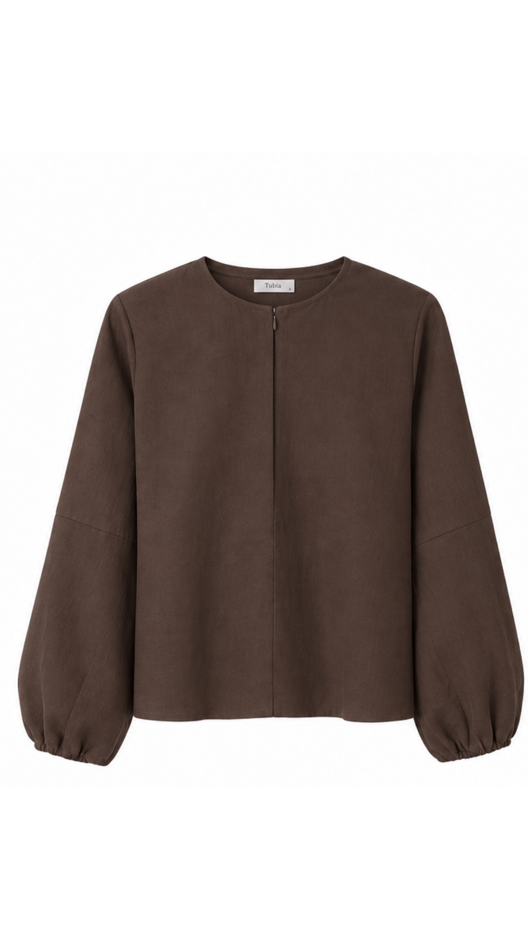 Kadın Kahve Fermuarlı Tencel Bluz