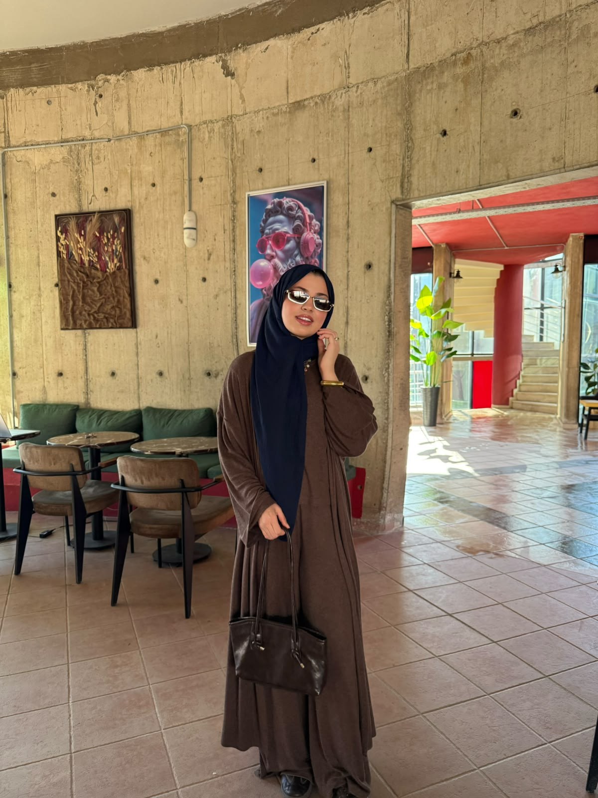 Kadın Kahve Melanj 3lü Kimono Takım