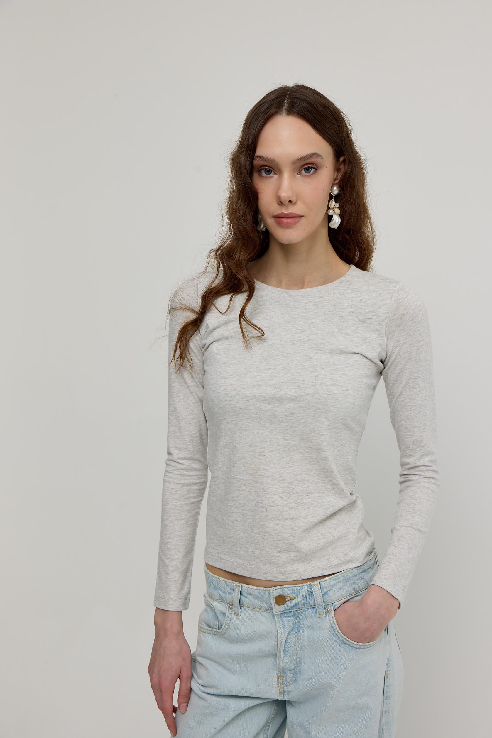 Kadın Kar Melanj Basic Uzun Kollu Body