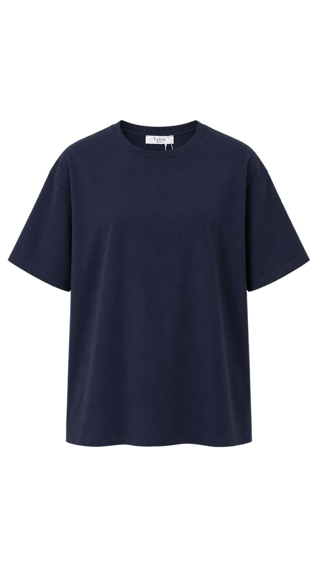 Kadın Lacivert Kısa Kollu Oversize Basic T-shirt