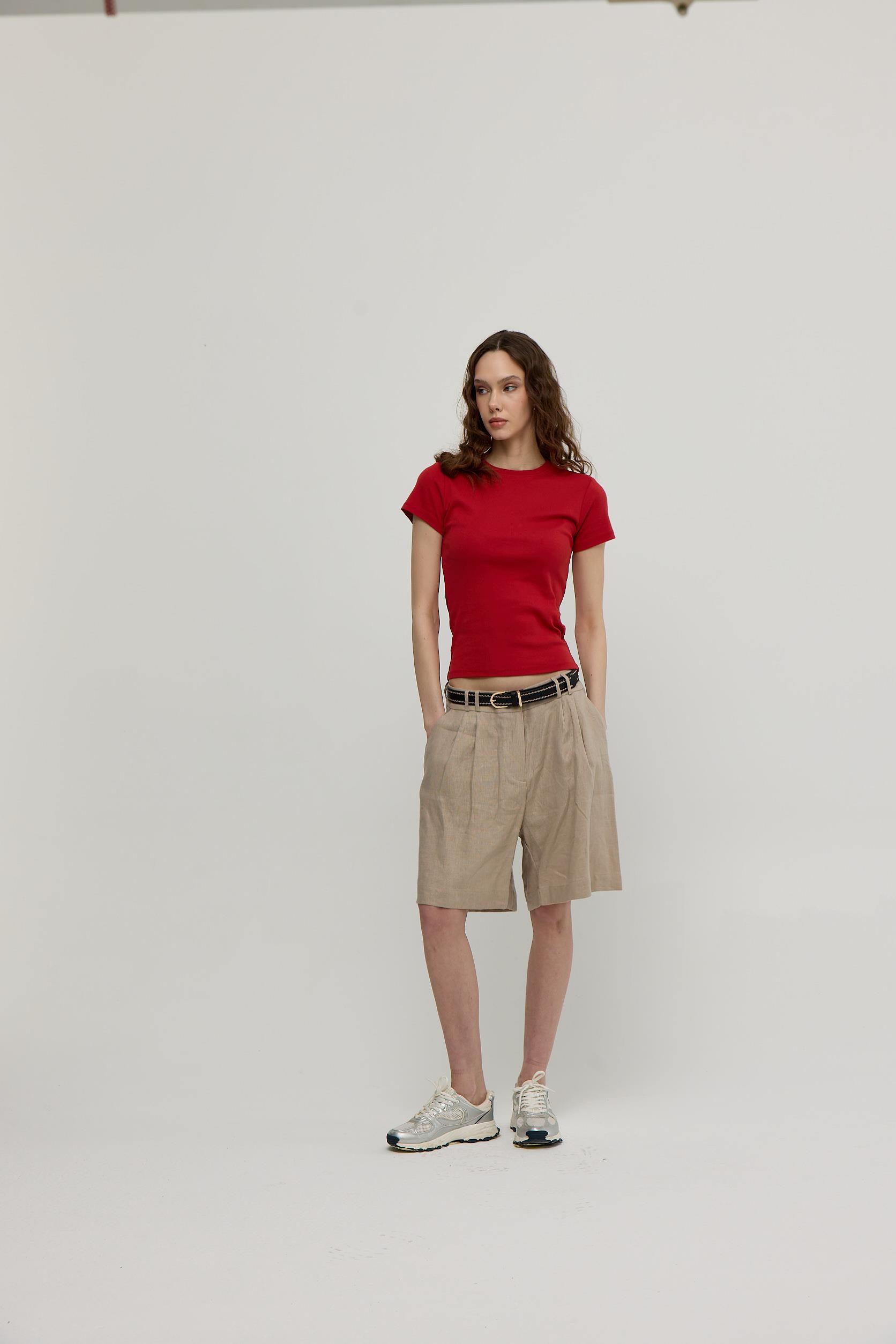 Kadın Magenta Kısa Kollu Basic T-shirt