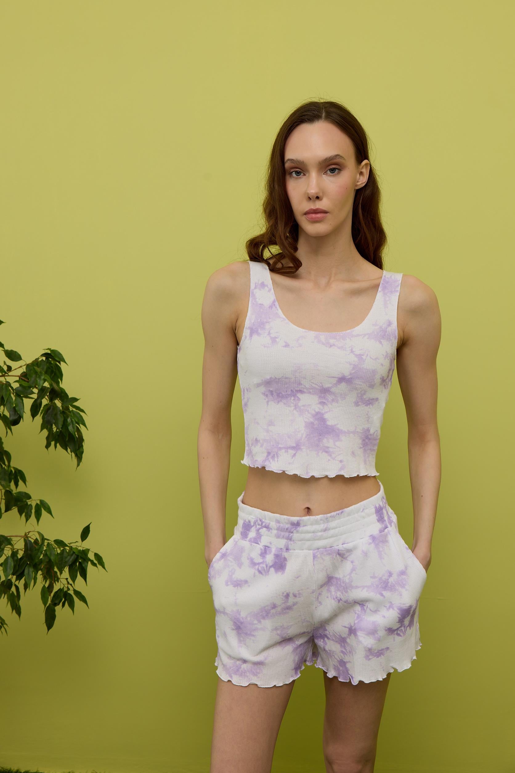 Kadın Mor Batik Desen Bluz