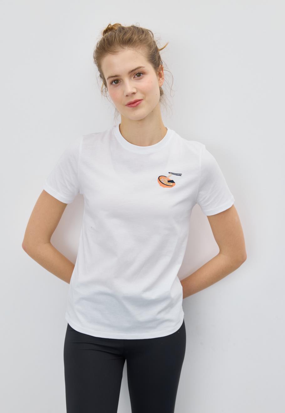 Kadın Noodle Baskılı Beyaz T-Shirt