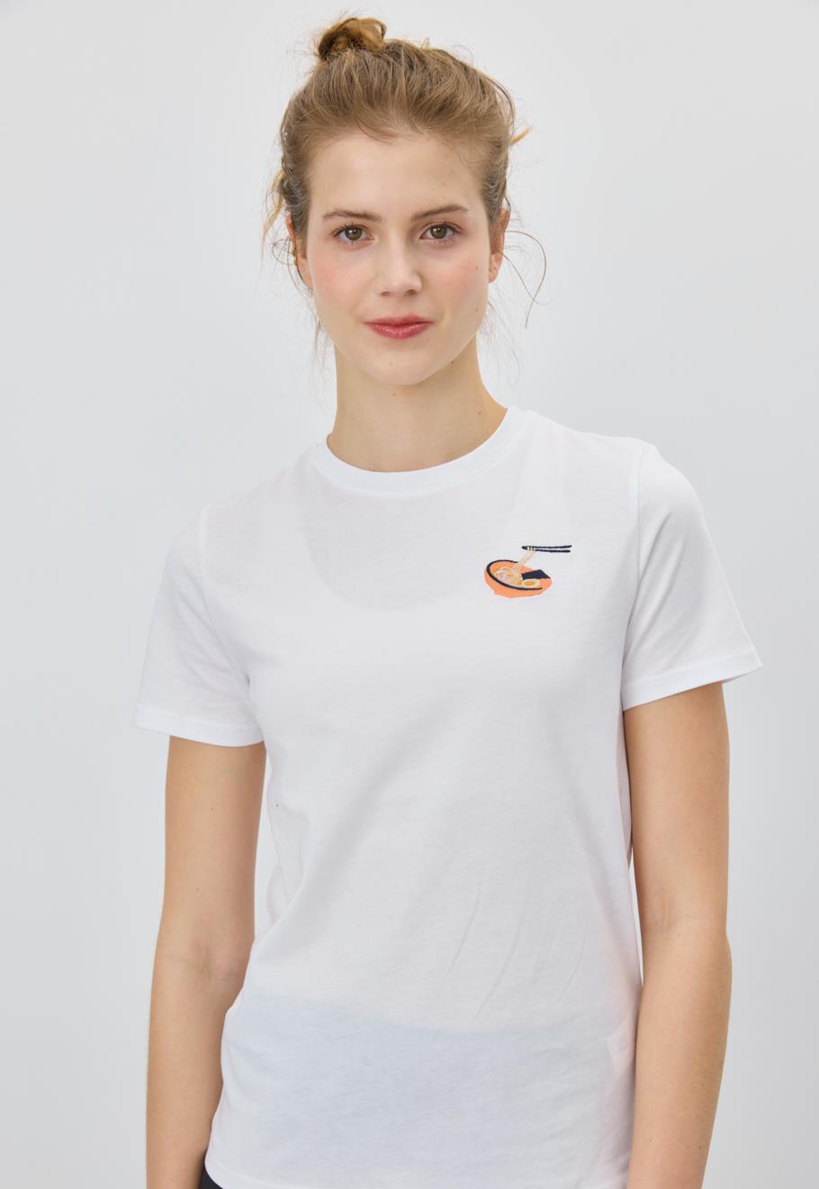Kadın Noodle Baskılı Beyaz T-Shirt