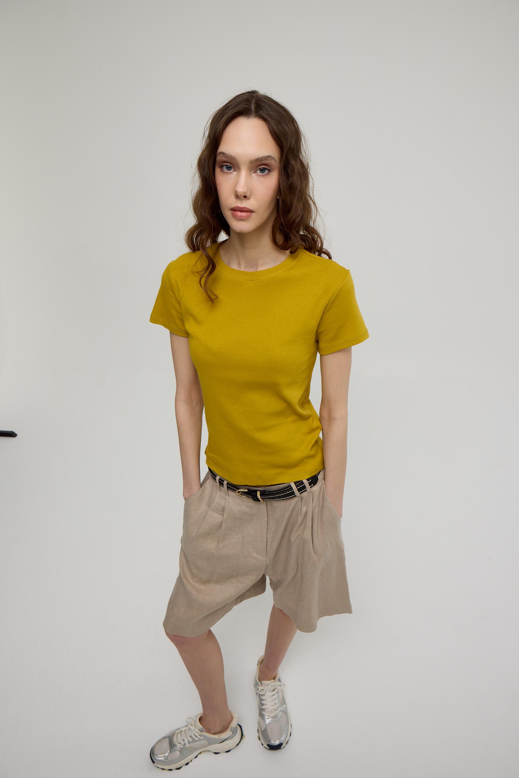 Kadın Olive Kısa Kollu Basic T-shirt