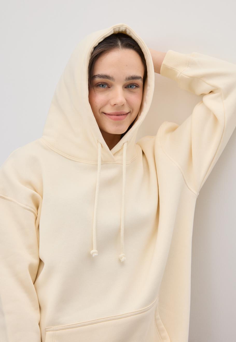 Kadın Oversize Vanilya Kapüşonlu Sweatshirt