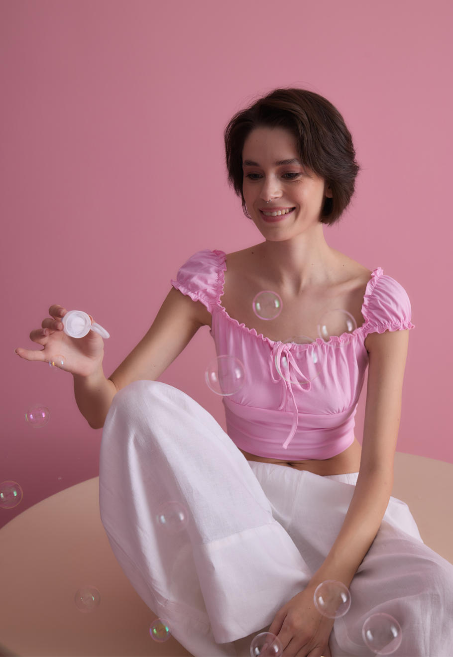 Kadın Pembe Karpuz Kollu Bluz
