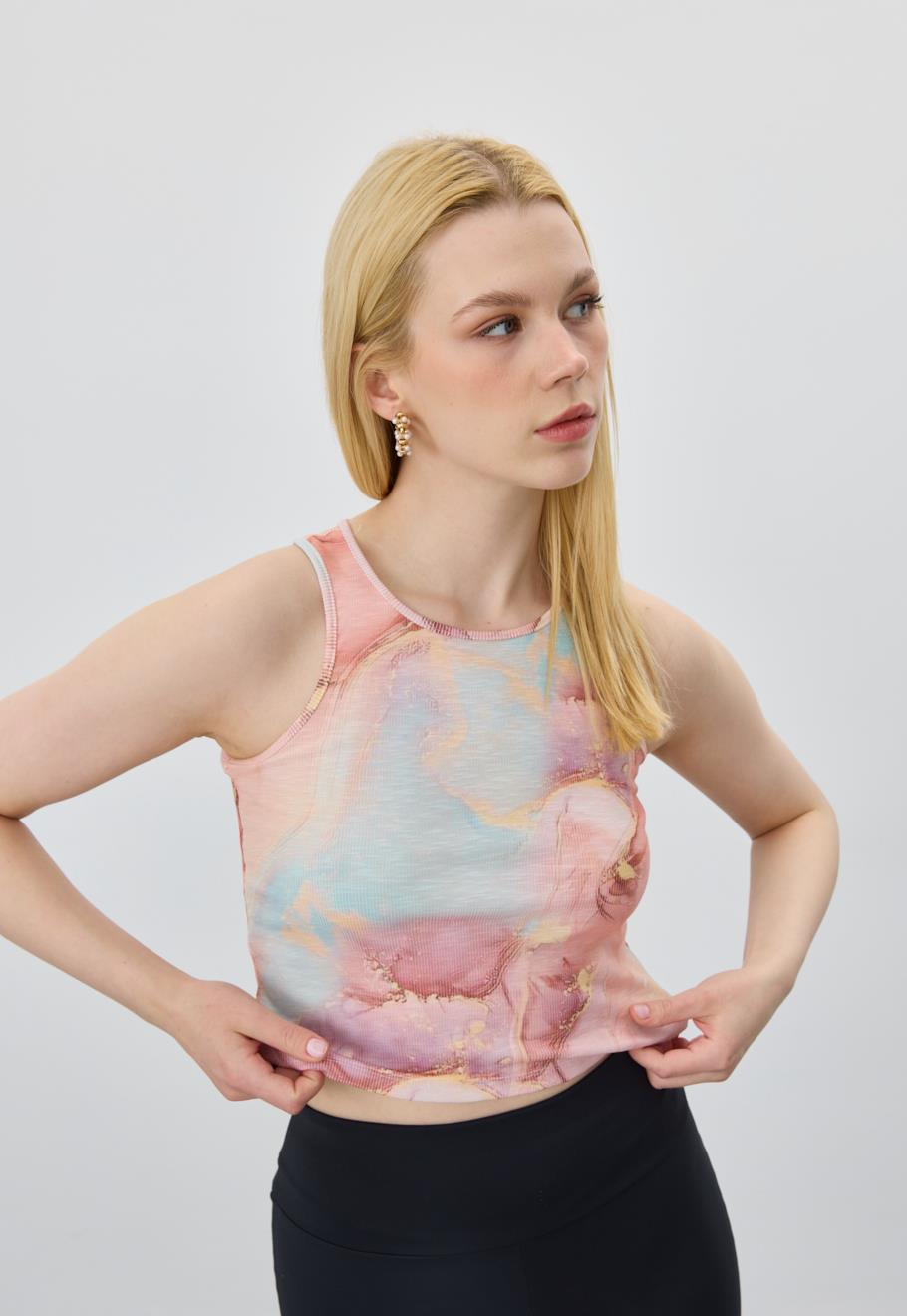 Kadın Rose Batik Crop Bluz