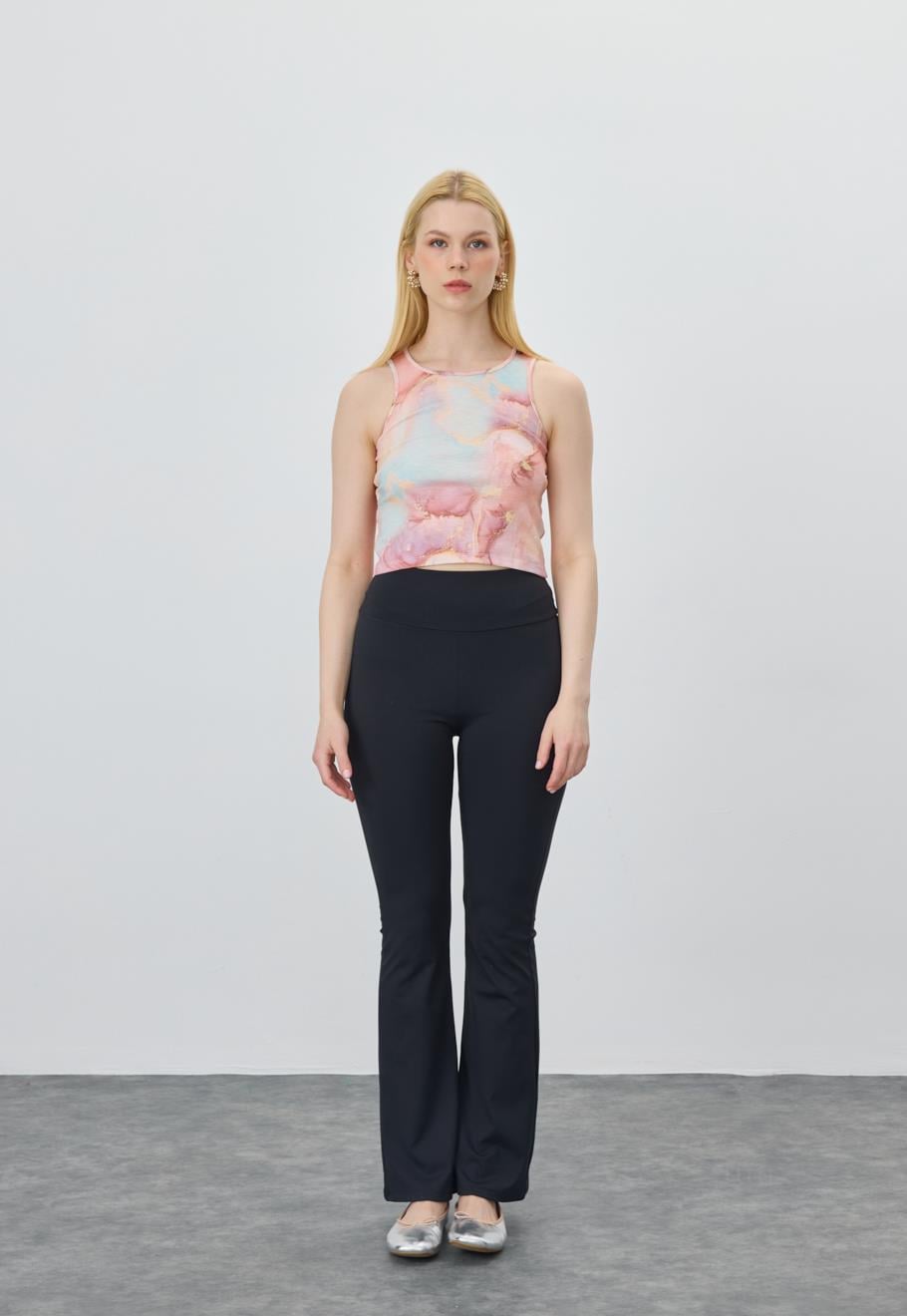 Kadın Rose Batik Crop Bluz