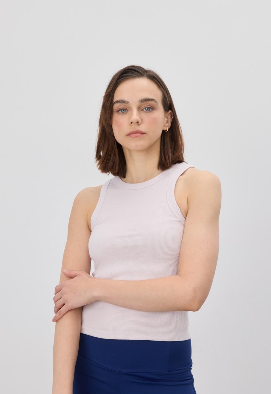 Kadın Sıfır Kol Gray Lilac Bluz