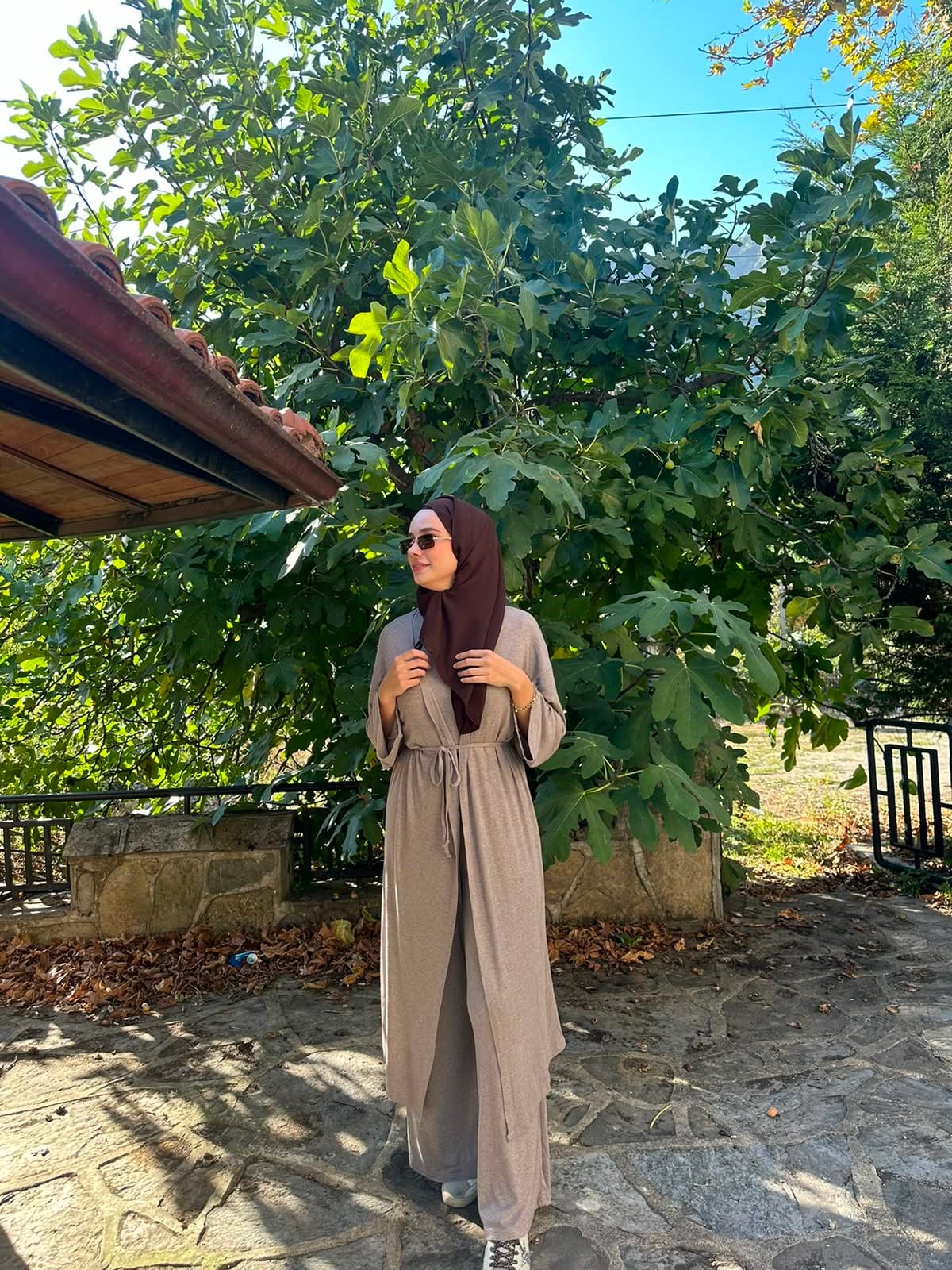 Kadın Vizon Melanj 3lü Kimono Takım