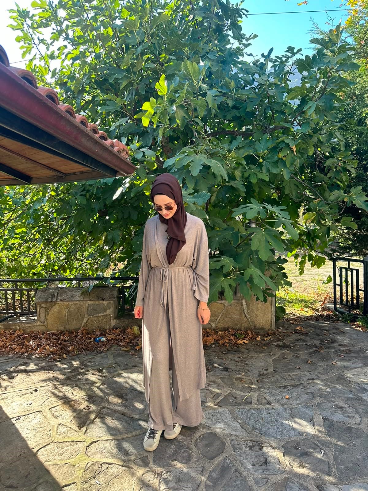Kadın Vizon Melanj 3lü Kimono Takım