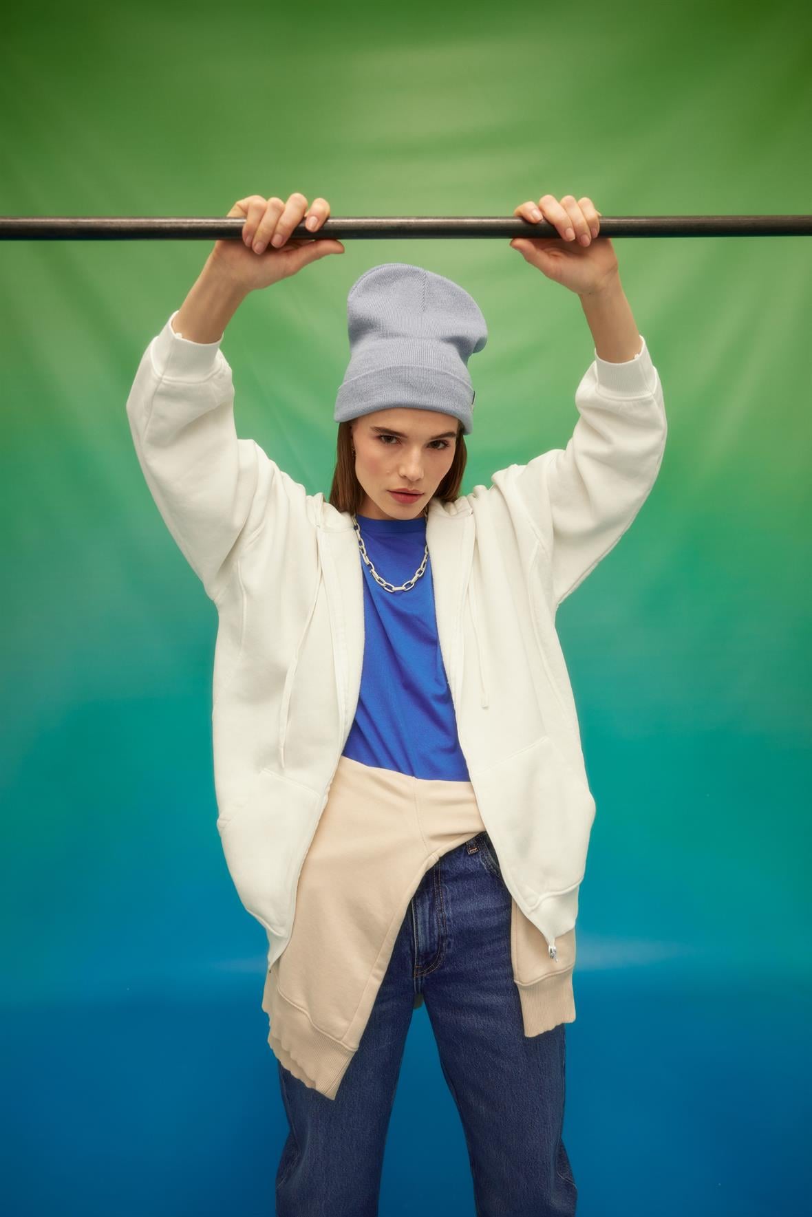 Kapüşonlu İçi Polarlı Oversize Kesim Hırka Sweat