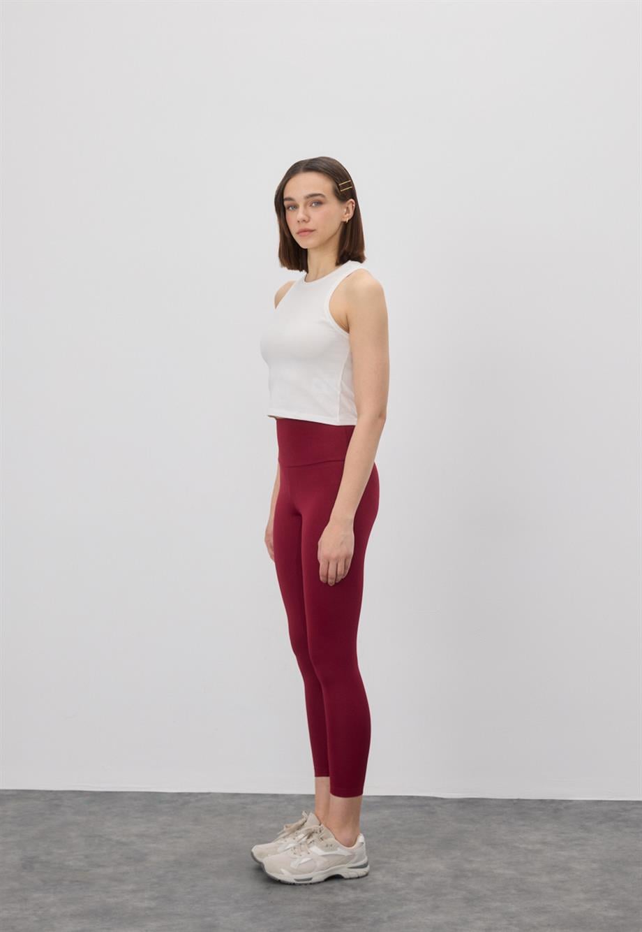 Bisiklet Yaka Sıfır Kol Crop Bluz