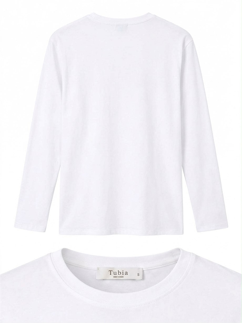 Kadın Beyaz Renk Basic Uzun Kollu T-shirt