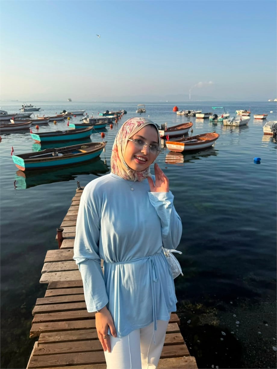 Kadın Mavi Renk Bağlamalı Uzun Kollu T-shirt