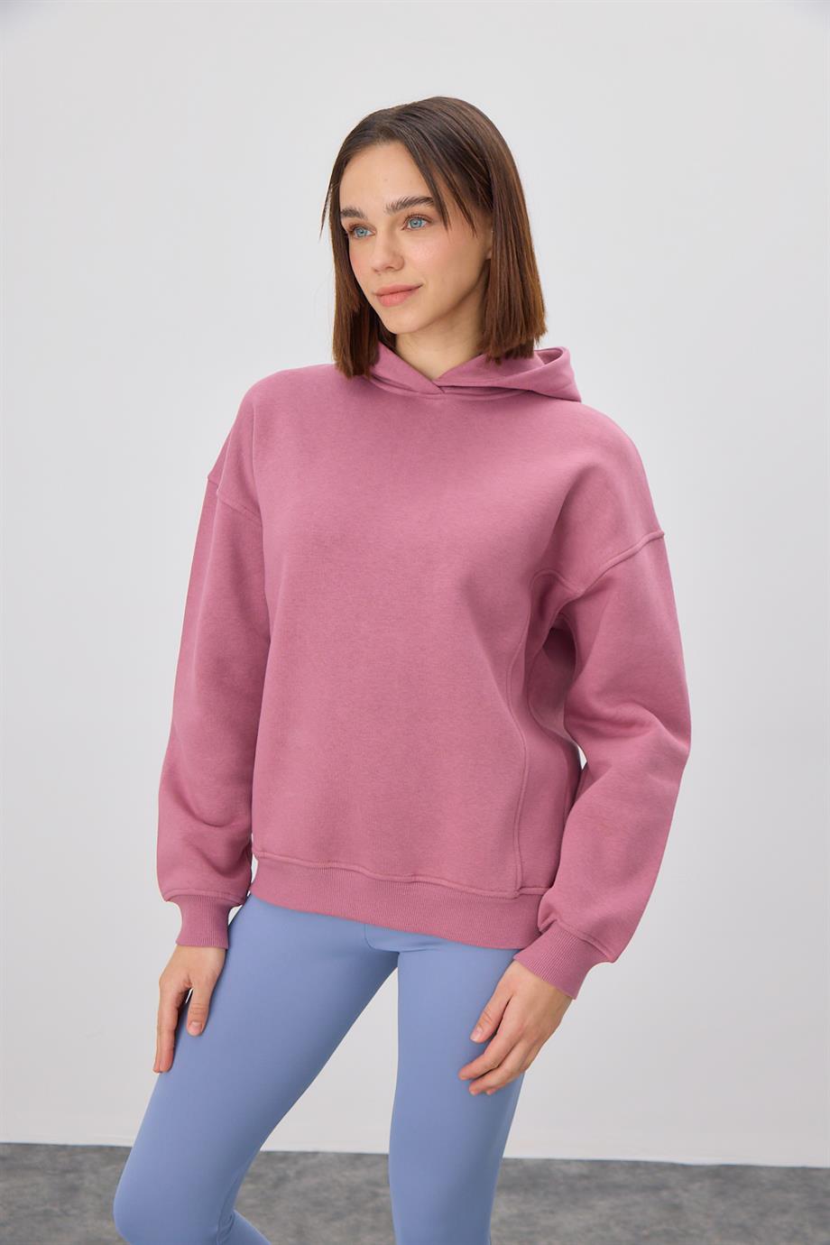Kadın Çiçek Baskılı Leylak Sweatshirt