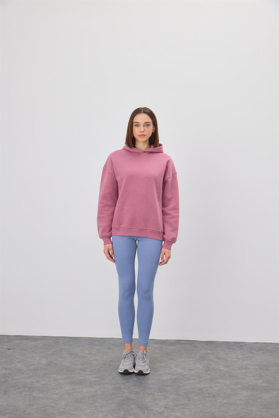 Kadın Çiçek Baskılı Leylak Sweatshirt