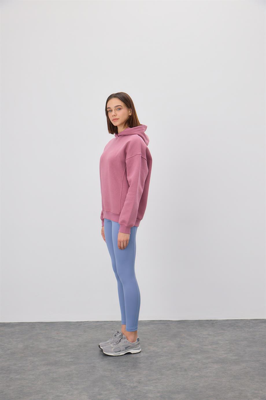 Kadın Çiçek Baskılı Leylak Sweatshirt