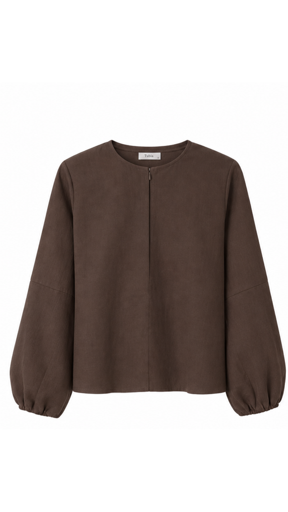 Kadın Kahve Fermuarlı Tencel Bluz