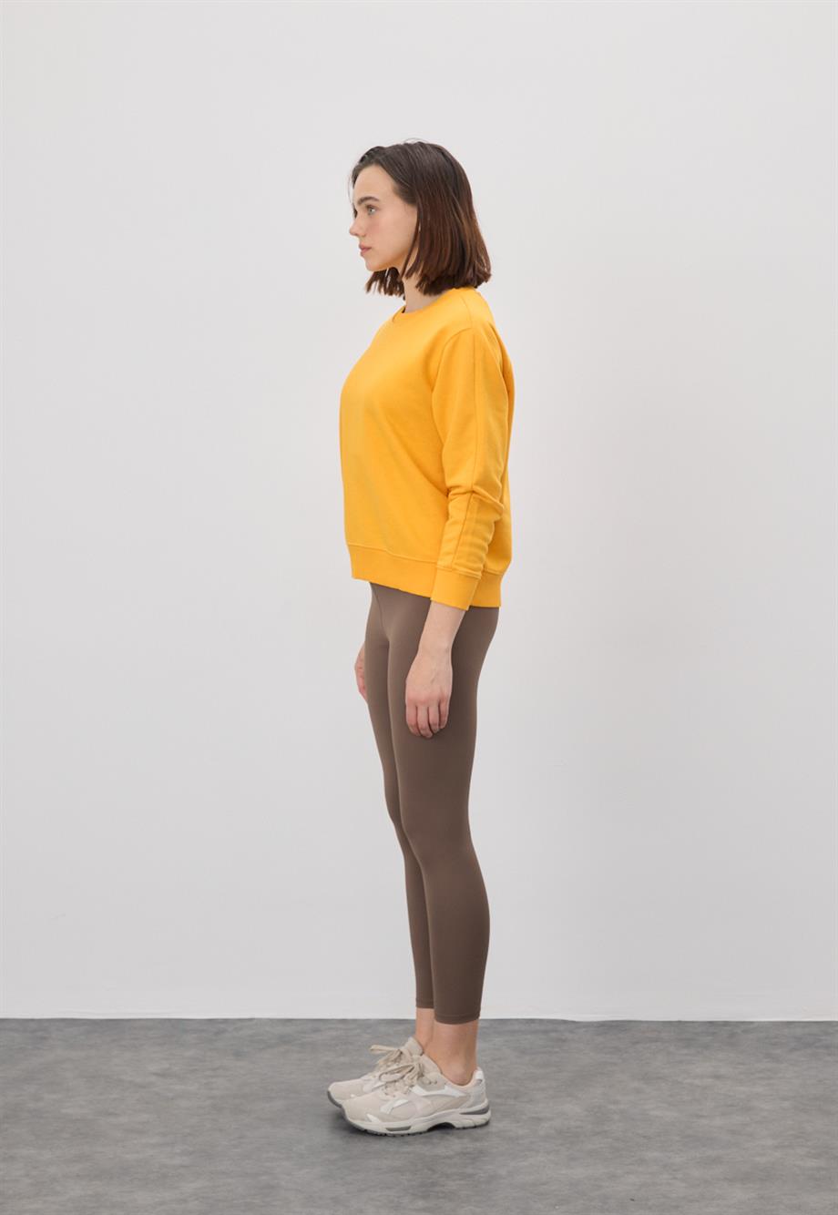 Kadın Kayısı Renk Basic Sweatshirt