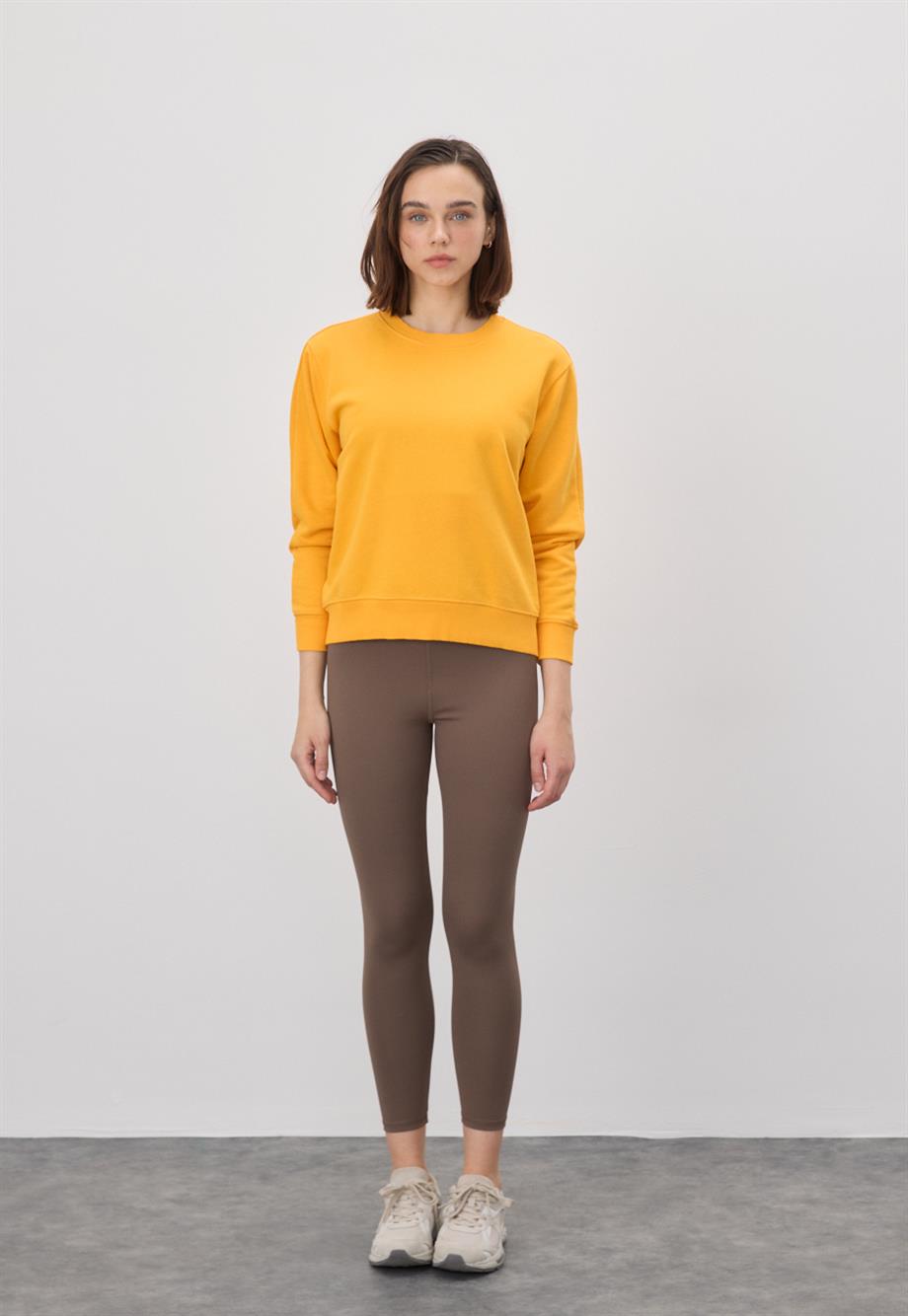 Kadın Kayısı Renk Basic Sweatshirt