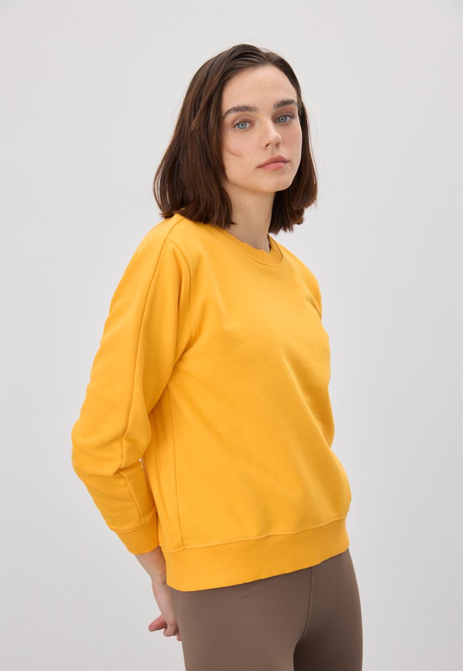 Kadın Kayısı Renk Basic Sweatshirt
