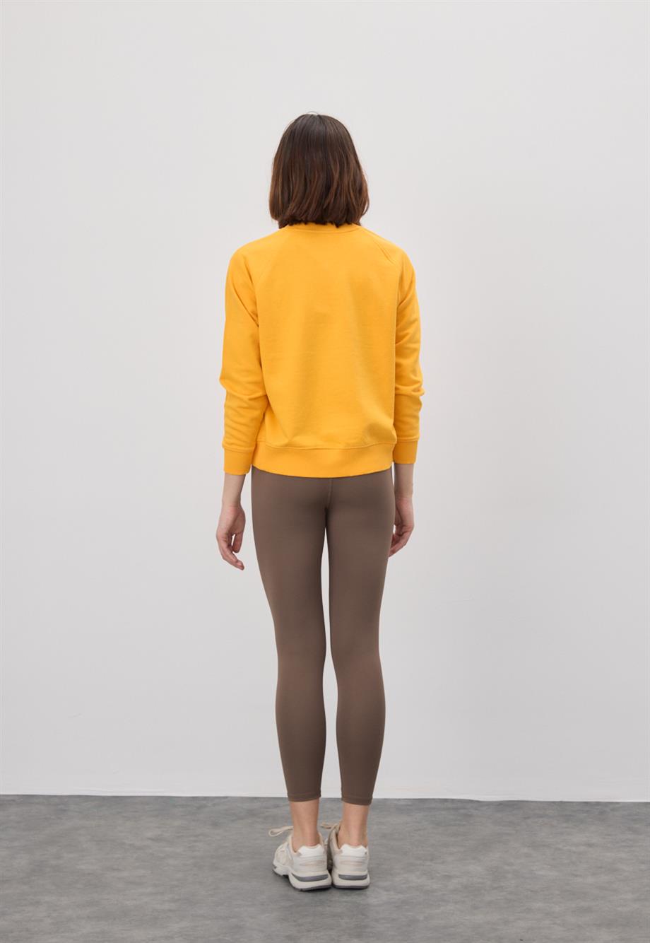 Kadın Kayısı Renk Basic Sweatshirt