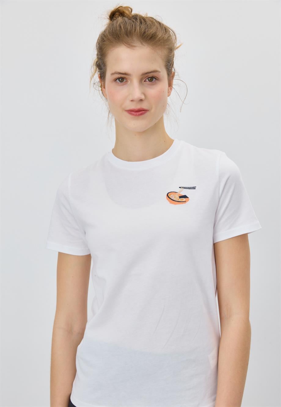 Kadın Noodle Baskılı Beyaz T-Shirt